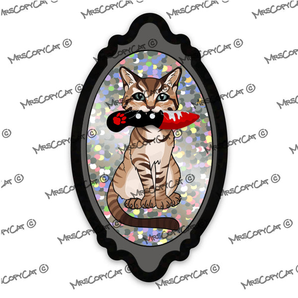 Tabby Cat in Mirror Glitter Sticker MrsCopyCat