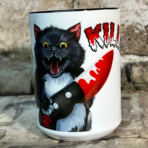 Bloody Knife Tuxedo Cat Coffee Mug MrsCopyCat