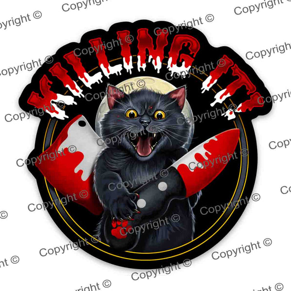 Black Cat Killing It! DIE Cut Sticker MrsCopyCat