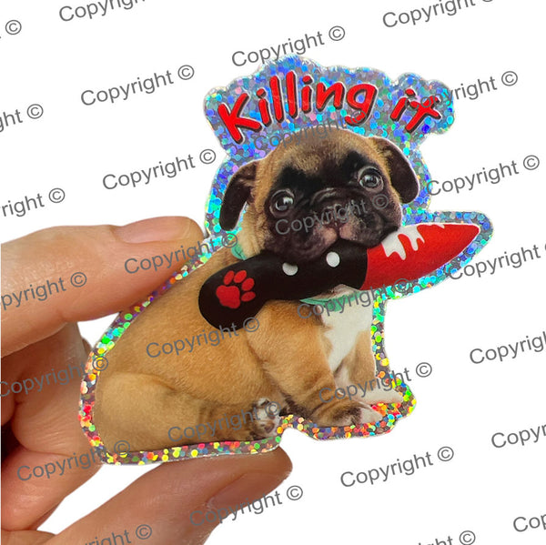 Killing It Puppy DIE Cut Sticker MrsCopyCat