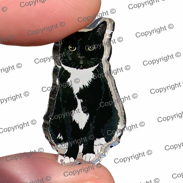 Tuxedo Cat Acrylic Pin PLOOMY MrsCopyCat