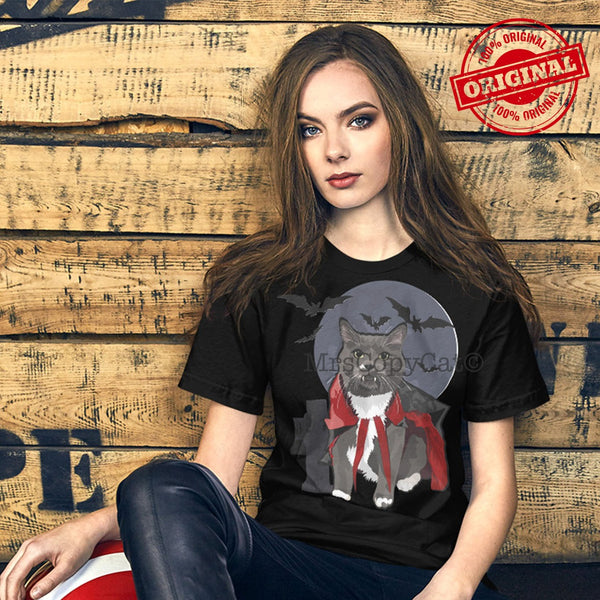 Vampire Cat Unisex T-Shirt RAVIOLI FULL MOON MrsCopyCat